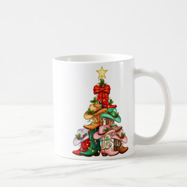 Howdy Christmas Tree Western Cowgirl Boots Xmas Li Coffee Mug (Right)