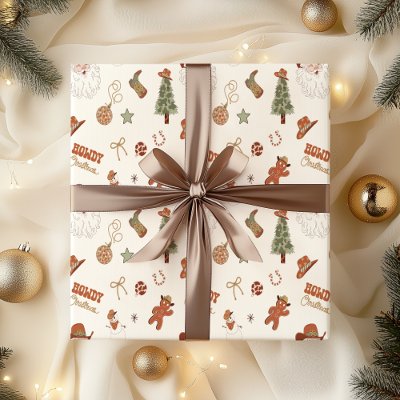 Howdy Christmas Western Cowboy  Wrapping Paper