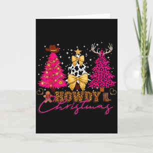 Howdy Christmas Western Cowgirl Trees Coquette Bow Card