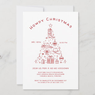 Howdy Christmas Western Ho Down Christmas Party Invitation