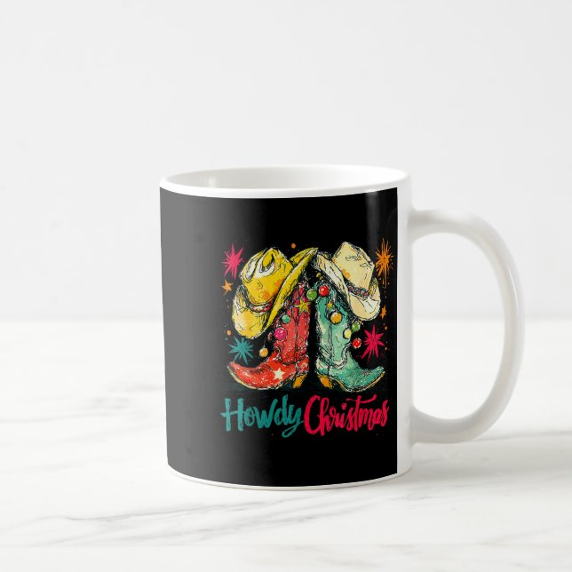 Howdy Christmas Xmas Cowboy Boots Western Pajamas  Coffee Mug (Right)