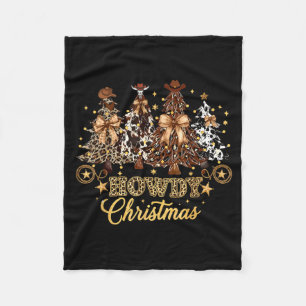 Howdy Christmas Xmas Tree Cowboy Western Coquette Fleece Blanket