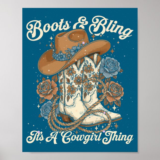 Howdy Country Rodeo Boots &amp; Bling Its A Cowgir Poster (Front)