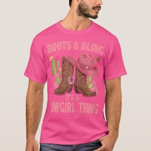 Howdy Country Rodeo Girl Western Boots Bling Its A T-Shirt