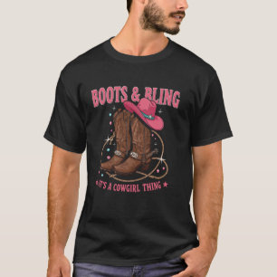 Howdy Country Rodeo Girl Western Boots & Bling its T-Shirt