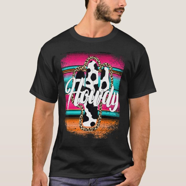 HOWDY  Cow pattern Cactus Serape Cactus Leopard pr T-Shirt (Front)