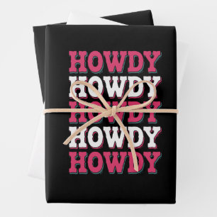 Howdy Cow Western Country Vintage Cowgirl  Wrapping Paper Sheets
