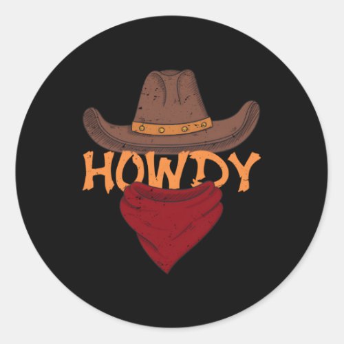Howdy Cow Western Southern Rodeo Classic Round Sticker