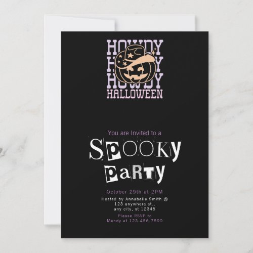 Howdy Cowbow Hat Stars Halloween Party Invitation