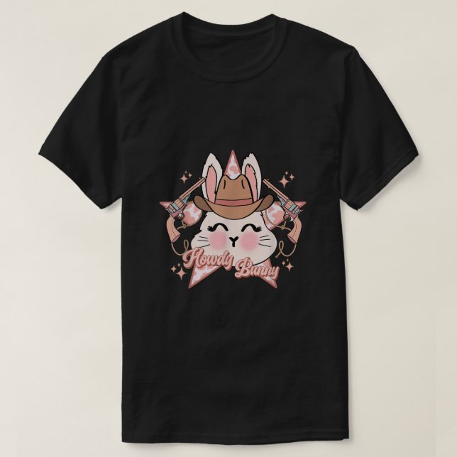 Howdy Cowboy Bunny Western Easter Day Retro Men Wo T-Shirt (Design Front)
