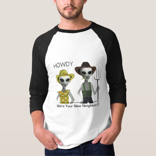 HOWDY, cowboy, cowgirl aliens T-Shirt (Front)