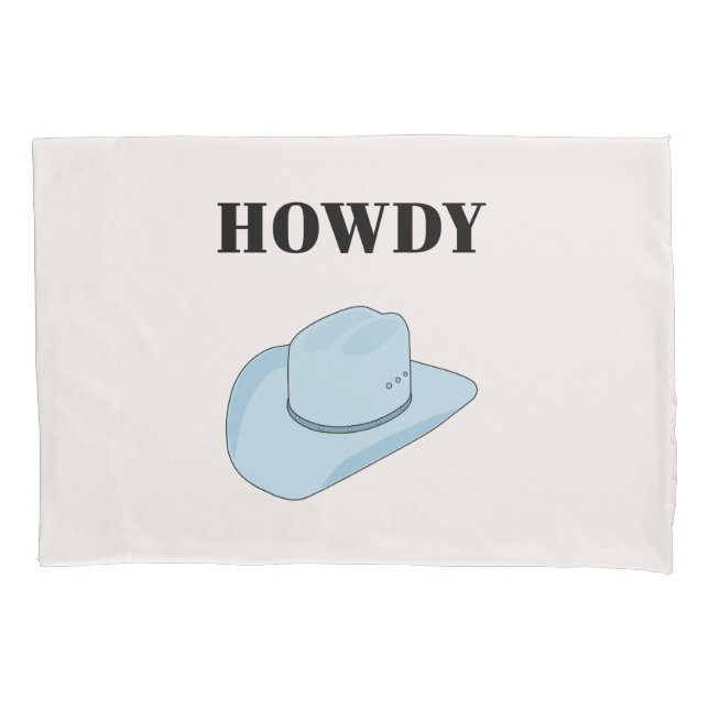 Howdy Cowboy Hat Baby Blue Pillow Case (Front)