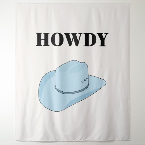 Howdy Cowboy Hat Baby Blue Tapestry