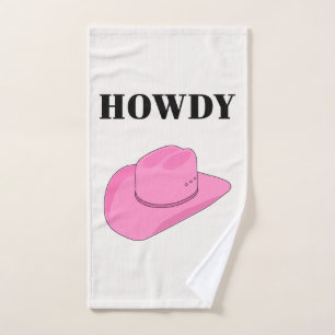 Howdy Cowboy Hat Pink Bath Towel Set