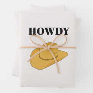 Howdy Cowboy Hat Yellow Wrapping Paper Sheets