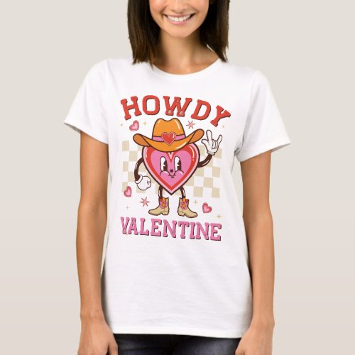 Howdy Cowboy Heart Valentine Graphic T_Shirt