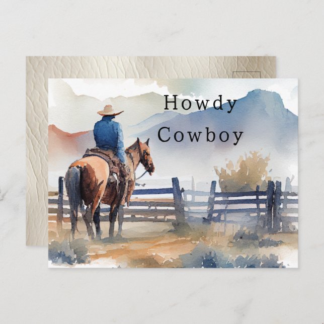 Howdy Cowboy Horse Postcard (Front/Back)