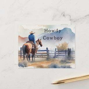 Howdy Cowboy Horse Postcard