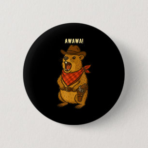 Howdy Cowboy Rock Hyrax Awawa Western Funny _2  Button