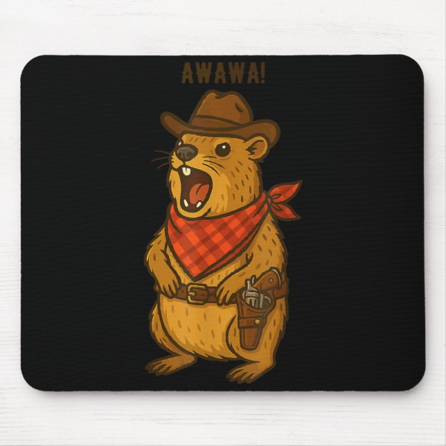 Howdy Cowboy Rock Hyrax Awawa Western Funny _2  Mouse Pad (Front)