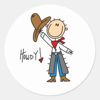 Howdy! Cowboy Stick Figure Sticker by stick_figures at Zazzle