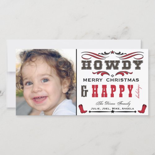 Howdy Cowboy Western Xmas Photocard Holiday Card