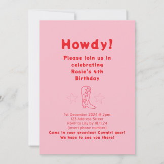 Howdy Cowgirl Birthday Invitation