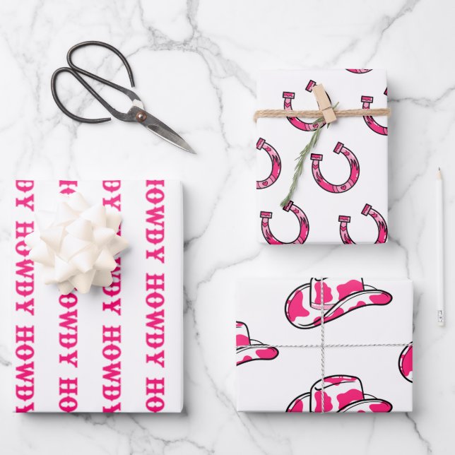 Howdy Cowgirl Disco Last Rodeo Bachelorette Wrapping Paper Sheets (Front)