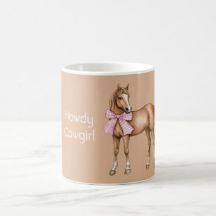 Howdy Cowgirl Horse Pink Bow Coffee Mug