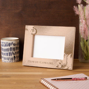 Howdy Cowgirl Western Hat and Boots Engraved Frames