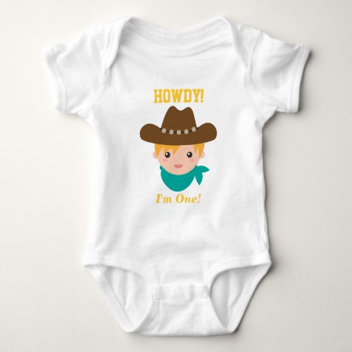 Howdy Cute Cowboy First Birthday Baby Bodysuit