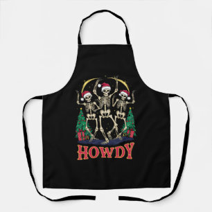 Howdy Dancing Skeleton Funny Christmas Holiday Apron