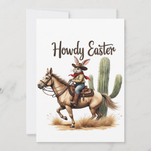 Howdy Easter Bunny Riding a Horse Cowboy Invitation