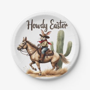 Howdy Easter Bunny Riding a Horse Cowboy  Paper Plates