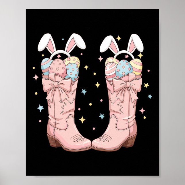 Howdy Easter Western Easter Bunny Cowboy Boots Eas Poster (Front)