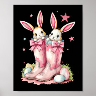 Howdy Easter Western Easter Bunny Cowboy Boots Poster