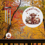 Howdy Fall Autumn Highland Cow Wind Chime<br><div class="desc">Embrace the cozy charm of autumn with our Howdy Fall Highland Cow Wind Chime. The sail showcases an adorable highland cow surrounded by falling leaves and pumpkins, all dressed in festive autumn plaids and playful polka dots. Perfect for adding a warm, rustic touch to your outdoor or indoor space, this...</div>