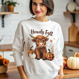 Howdy Fall Highland Cow Fall Autumn Thanksgiving Sweatshirt