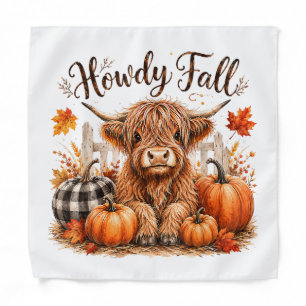 Howdy Fall Highland Cow Happy Thanksgiving Autumn Bandana