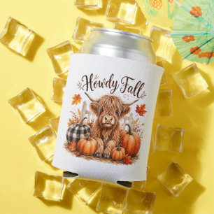 Howdy Fall Highland Cow Happy Thanksgiving Autumn Can Cooler