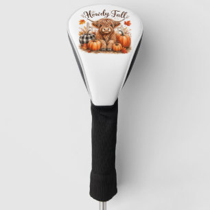 Howdy Fall Highland Cow Happy Thanksgiving Autumn Golf Head Cover