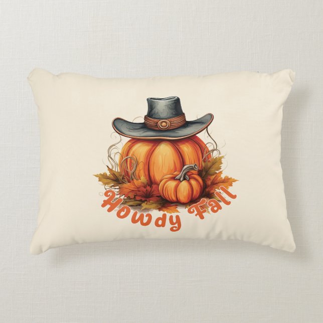 Howdy Fall – Rustic Autumn Vibes Accent Pillow (Front)