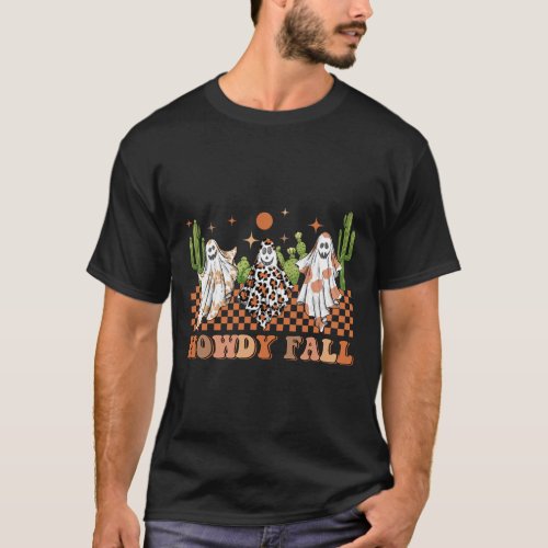 Howdy Fall Western Halloween Spooky Season With Ca T-Shirt