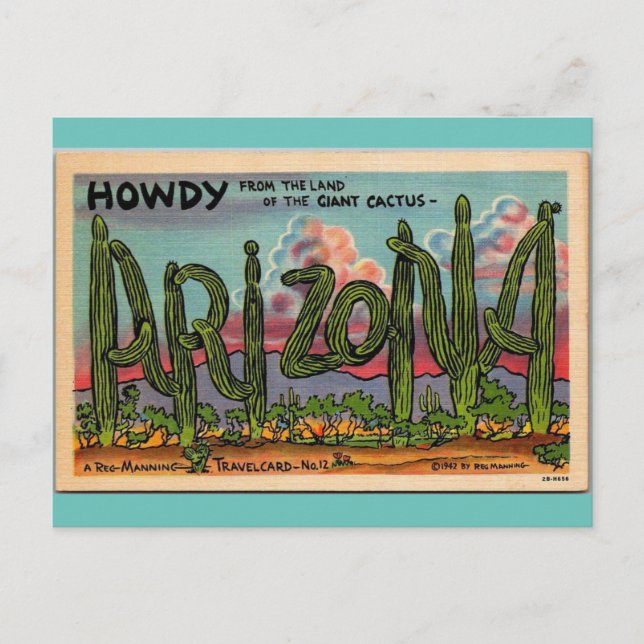 Howdy from Arizona vintage travel Postcard (Front)
