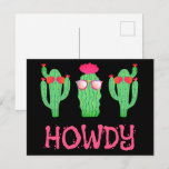 Howdy Funny Western Cactus Cartoon Characters  Postcard