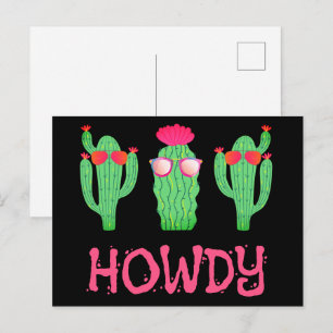 Howdy Funny Western Cactus Cartoon Characters  Postcard