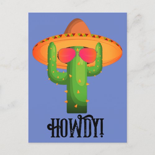 Howdy Funny Western Saguaro Cactus Postcard
