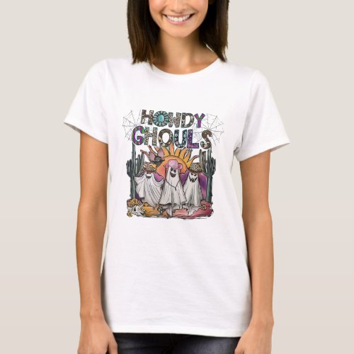 Howdy Ghouls Western Halloween Fall Ghosts Boo  T-Shirt