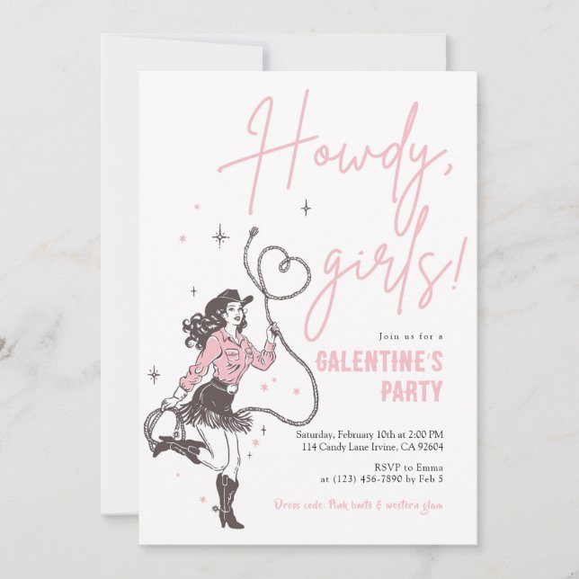 Howdy Girls Galentine’s Party Invitation (Front)