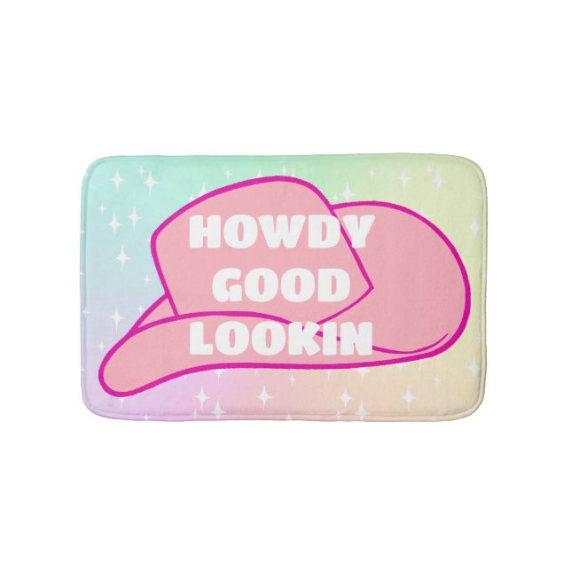 Howdy Good Lookin Rancher Cowboy Hat Ombre Bath Mat (Front)